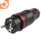 Вилка кабельная 2К+З, 16А, IP54, резиновая, прямая, цвет черно-красный, маркер красный, пр-во PCE (05721-SR)