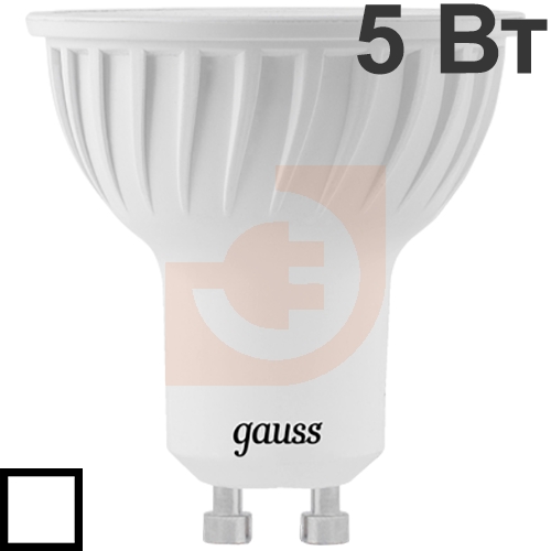 Лампа светодиодная GU10, 5Вт, 530Лм, 220В, колба PAR16, 4100K (свет холодный), серия Gauss Black, пр-во Gauss (101506205)