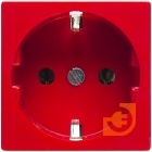 Механизм электрической розетки 2К+З, немецкий стандарт, красный, пр-во SPL (Саянский пластик) (200009)