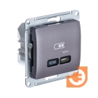 Розетка USB тип С (65Вт, 3.25А, QC, PD), сиреневый туман, Glossa, пр-во Schneider Electric (GSL001427)