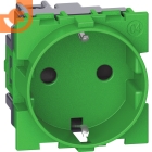 Механизм электрической розетки 2К+З, защитные шторки, винтовые зажимы, цвет зеленый, серия Living Now, пр-во BTicino (KV4141)