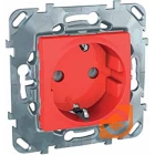 Механизм электрической розетки 2К+З, нем. стандарт, с защитными шторками, винтовые клеммы, красная, Unica, пр-во Schneider Electric (MGU5.037.03ZD)