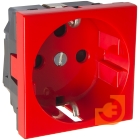 Механизм электрической розетки 2К+З, с механической блокировкой, немецкий стандарт, с защитными шторками, винтовые зажимы, красная, серия Mosaic, пр-во Legrand (077214)