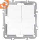 Механизм двухклавишной кнопки, глянцевый белый, серия A07, пр-во Donel (∩DB25100+DE29503)