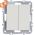 Механизм двухклавишной кнопки, матовый белый, серия A07, пр-во Donel (∩DB25100+DE29533)