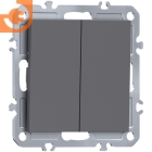 Механизм двухклавишной кнопки, матовый серый, серия A07, пр-во Donel (∩DB25100+DE29540)