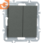 Механизм двухклавишной кнопки, матовый титан, серия A07, пр-во Donel (∩DB25100+DE29545)