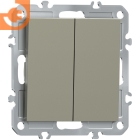 Механизм двухклавишной кнопки, шампань, серия A07, пр-во Donel (∩DB25100+DE29551)