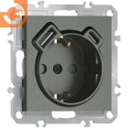 Механизм электрической розетки 2К+З, винтовые зажимы, с зарядным устройством USB A+C, 5V/3A, мощность 20W, матовый титан, серия A07, пр-во Donel (∩DB19900+DE22945)