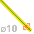 Термоусаживаемая трубка 10/5мм, полиолефин, не горючая, усаживание в 2 раза, длина 1м, желто-зеленый, пр-во Rexant (21-0007 / 10жз (21-0007))