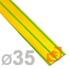 Термоусаживаемая трубка 35/17,5мм, полиолефин, не горючая, усаживание в 2 раза, длина 1м, желто-зеленый, пр-во Rexant (23-5008 / 35жз (23-5008))
