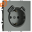 Механизм электрической розетки 2К+З, винтовые зажимы, с зарядным устройством USB A+C, 5V/3A, мощность 20W, матовый титан, серия S08, пр-во Donel (∩DB19900+DS22945)