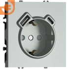 Механизм электрической розетки 2К+З, винтовые зажимы, с зарядным устройством USB A+C, 5V/3A, мощность 20W, серый графит, серия S08, пр-во Donel (∩DB19900+DS22959)