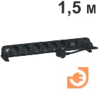Многорозеточный поворотный блок с выключателем 6 х 2К+З + 2USB, кабель 1,5 метра, 3500Вт, чёрный, крепление к стене, серия "Комфорт и безопасность", пр-во Legrand (694618)