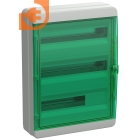 Бокс влагозащищенный настенного монтажа на 54 модулей (3х18), прозрачная зеленая дверь, изолированные шины PE/N, IP65, серия В, пр-во Tekfor (01-03-062 / BNZ 65-54-1)