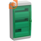 Бокс влагозащищенный настенного монтажа на 36 модулей (3х12), прозрачная зеленая дверь, изолированные шины PE/N, IP65, серия В, пр-во Tekfor (01-03-042 / BNZ 65-36-1)