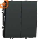 Механизм двухклавишной кнопки, черный графит, серия S08, пр-во Donel (∩DB25100+DS29557)