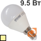 Лампа светодиодная G45, 9,5Вт, 220В, Е14, 3000К, 890Лм, свет тёплый белый, шар (Globe), пр-во Gauss (105101110)
