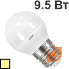 Лампа светодиодная G45, 9,5Вт, 220В, Е27, 3000К, 890Лм, свет тёплый белый, шар (Globe), пр-во Gauss (105102110)