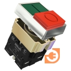 Выключатель кнопочный двойной без фиксации, зеленый-красный, серия ПЕ22-BL, пр-во DEKraft (25063DEK / ПЕ22-BL)