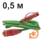 Патч-корд UTP, Категория 5е, 0.5 метрa, LSZH, зеленый, пр-во Hyperline (PC-LPM-UTP-RJ45-RJ45-C5e-0.5M-LSZH-GN / 229949)