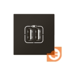 Розетка 2 x USB, А+А, 45х45, матовый черный, Mosaic, пр-во Legrand (079194L)