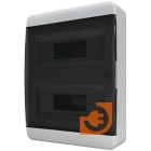Бокс настенного монтажа на 24 модуля (2х12), прозрачная черная дверь, изолированные шины PE/N, IP41, серия В, пр-во Tekfor (01-01-041 / BNK 40-24-1)