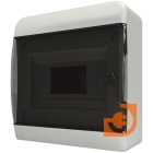 Бокс настенного монтажа на 8 модулей (1х8), прозрачная черная дверь, изолированные шины PE/N, IP41, серия В, пр-во Tekfor (01-01-001 / BNK 40-08-1)