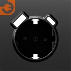 Лицевая панель для розетки 2К+З, USB A+C, со шторками, цвет черный графит, серия DB (S08), пр-во Donel (DS22957)