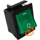 Выключатель 4 контакта, 30х25мм, с подсветкой, цвет зеленый, крепление защелка, 220В (SWR-78/G)