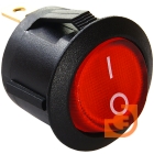 Выключатель 3 контакта, круглый, d 20мм, крепл. защелка, с подсветкой, красный (SWR-21R/L)