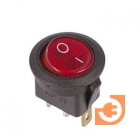 Выключатель клавишный 3 контакта, круглый, 250 В, 3 А, красный с подсветкой, пр-во Rexant (36-2530)
