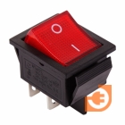 Выключатель клавишный 4 контакта, 250 В, 16 А, красный с подсветкой, пр-во Rexant (36-2340)