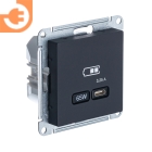 Розетка USB С, 65В, карбон, Atlas Design, пр-во Schneider Electric (ATN001027)