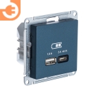 Розетка USB A 1,5А + С 3А/45В, изумруд, Atlas Design, пр-во Schneider Electric (ATN000829)