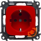 Механизм электрической розетки 2К+З, безвинтовые зажимы, защитные шторки, с механической блокировкой, красный, Valena Allure, пр-во Legrand (753132)