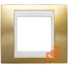 Рамка 1 пост, золото, вставка белая,Unica Хамелеон, пр-во Schneider Electric (MGU66.002.804)