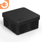 Коробка распределительная накладного монтажа 80x80x40мм, IP66, (подходит под прямой монтаж гвоздезабивным пистолетом), двухкомпонентная, безгалогенная (HF), цвет чёрный, пр-во Промрукав (60-0210-9005)