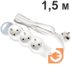 Многорозеточный блок 3 х 2К+З, кабель 1,5 метра, 3500Вт, бело-серый, крепление к стене, серия "Стандарт", пр-во Legrand (695001)