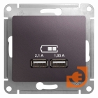 Розетка USB двойная (5В, 2.1А) тип A + тип A, сиреневый туман, Glossa, пр-во Schneider Electric (GSL001433)