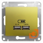 Розетка USB двойная (5В, 2.1А) тип A + тип A, фисташковый, Glossa, пр-во Schneider Electric (GSL001033)