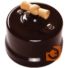 Переключатель поворотный с деревянной ручкой клён в коричневом керамическом корпусе, пр-во Bironi (кB1-201-02+B-901-10)