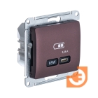 Розетка USB тип С (65Вт, 3.25А, QC, PD), баклажановый, Glossa, пр-во Schneider Electric (GSL001127)