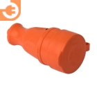 Розетка 2К+З, 16А, IP44, каучуковая с крышкой, прямая, цвет оранжевый, пр-во EKF (RPS-012-16-230-44-ro)