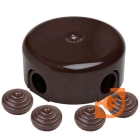 Коробка распределительная диам. 78мм в коричневом керамическом корпусе, 4 кабельных ввода в комплекте, серия Лизетта Color, пр-во Bironi (B1-521-02-К)