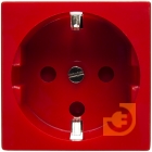 Механизм электрической розетки 2К+З, немецкий стандарт, с механической блокировкой, с защитными шторками, красный, пр-во SPL (Саянский пластик) (200002)