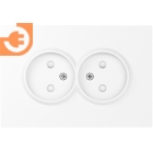 Лицевая панель для розетки 2 х 2К, со шторками, цвет глянцевый белый, серия DB (S08), пр-во Donel (DS22603)