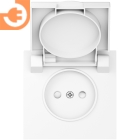 Лицевая панель для розетки 2К, с крышкой, цвет глянцевый белый, серия DB (S08), пр-во Donel (DS43403)