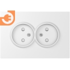 Лицевая панель для розетки 2 х 2К, со шторками, цвет матовый белый, серия DB (S08), пр-во Donel (DS22633)