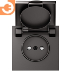 Лицевая панель для розетки 2К, с крышкой, цвет матовый титан, серия DB (S08), пр-во Donel (DS43445)